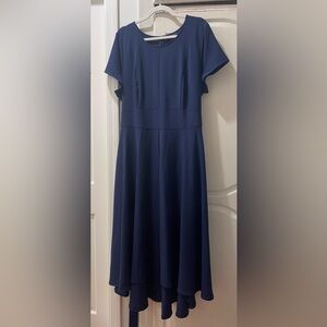 Lane Bryant Lena high-low midi dress, Elegant Navy Blue Dress, plus size